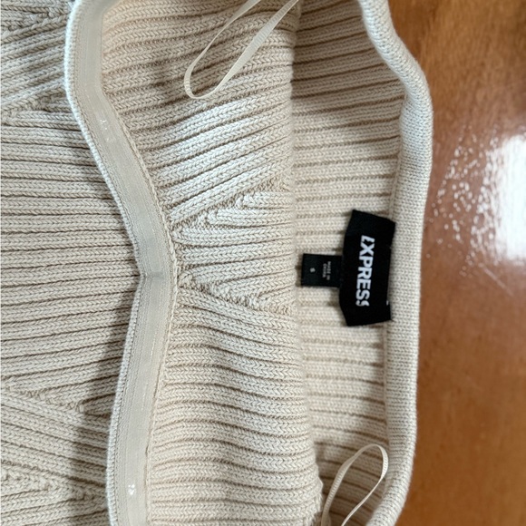 Express Cream Ribbed Off-the-Shoulder Sweater - Picture 2 of 3